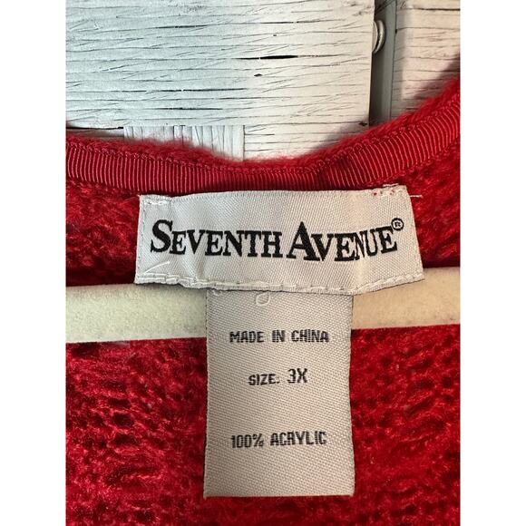 Seventh Avenue women’s long cardigan red cozycore packets cable knit plus size  - Picture 4 of 8